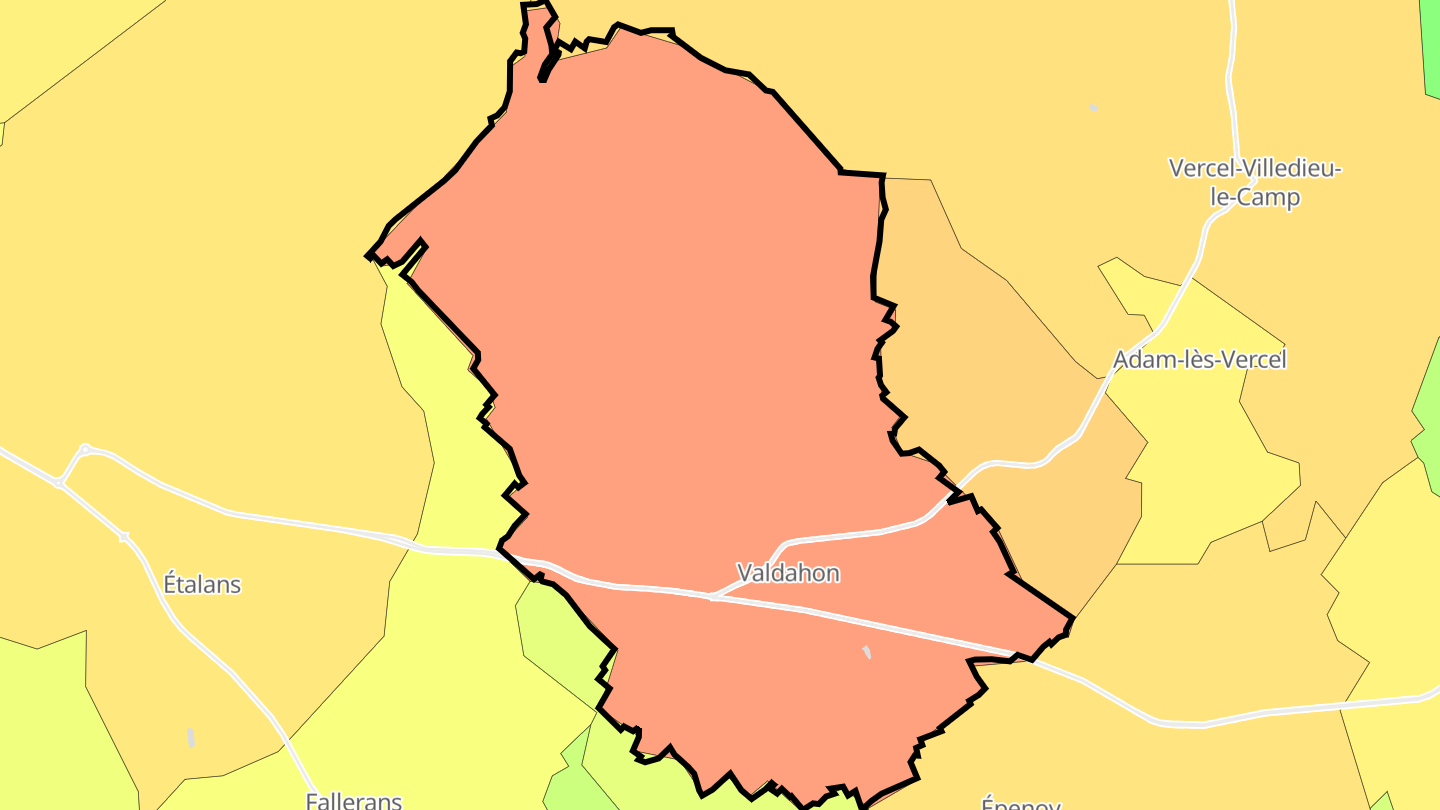 Carte des prix de l'immobilier Valdahon