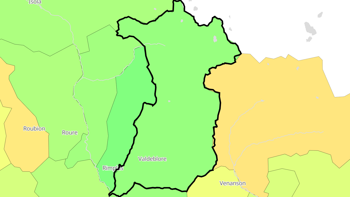 Carte des prix de l'immobilier Valdeblore