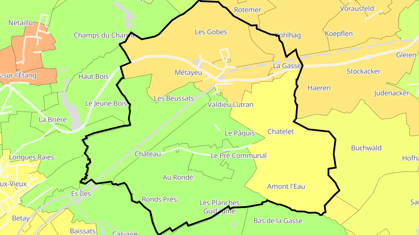 Carte des prix de l'immobilier Valdieu-Lutran