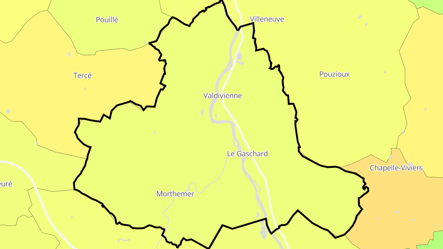 Carte des prix de l'immobilier Valdivienne