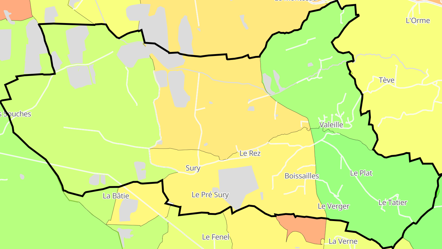 Carte des prix de l'immobilier Valeille