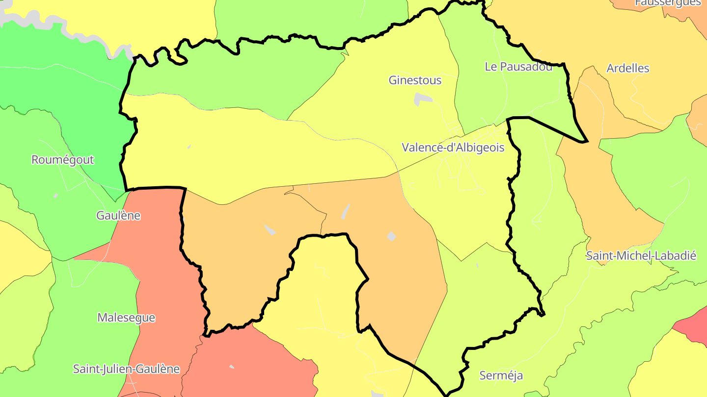Carte des prix de l'immobilier Valence-d'Albigeois