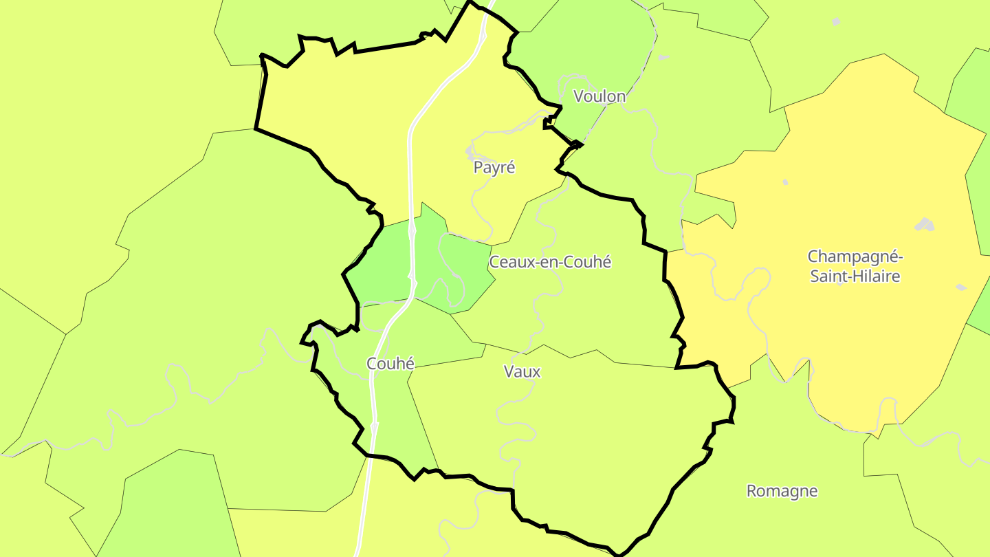 Carte des prix de l'immobilier Valence-en-Poitou