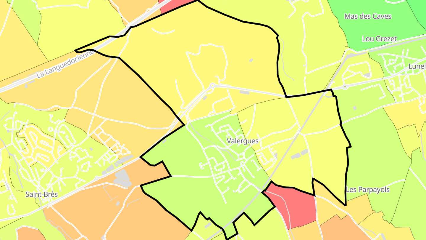 Carte des prix de l'immobilier Valergues