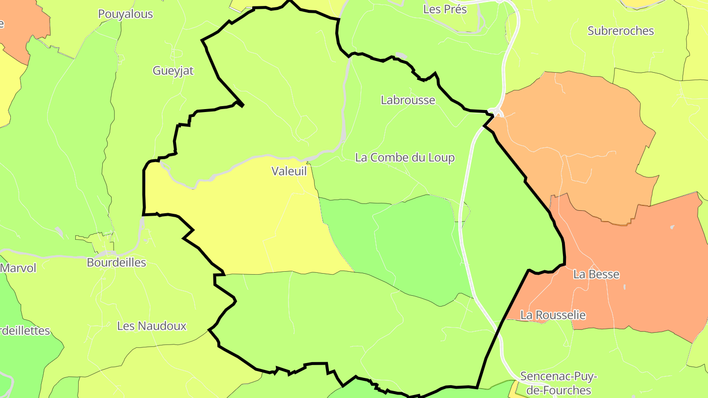 Carte des prix de l'immobilier Valeuil