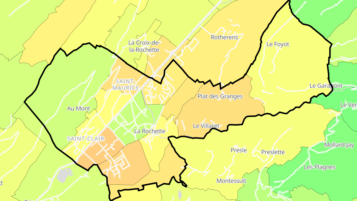 Carte des prix de l'immobilier Valgelon-La Rochette