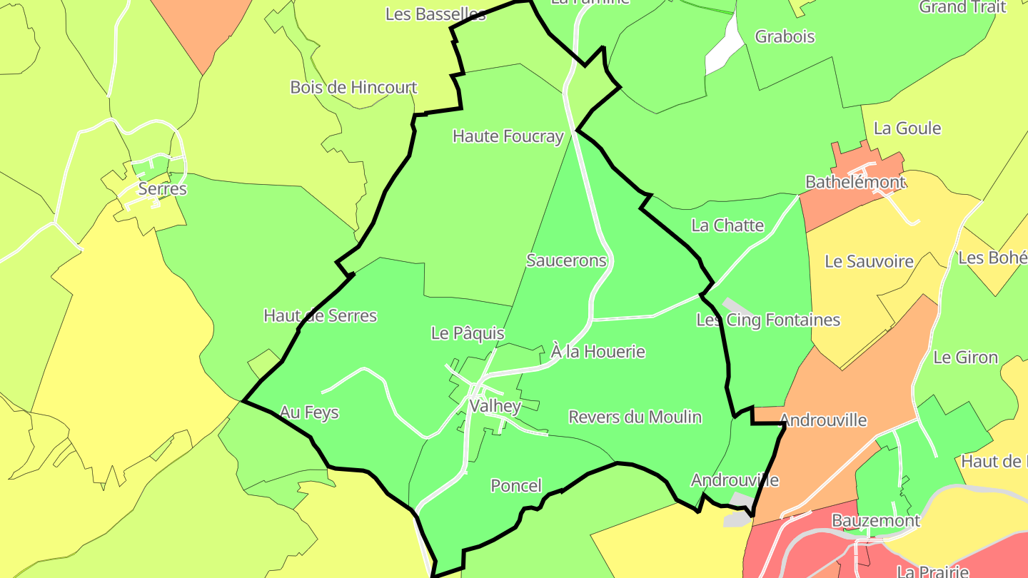 Carte des prix de l'immobilier Valhey