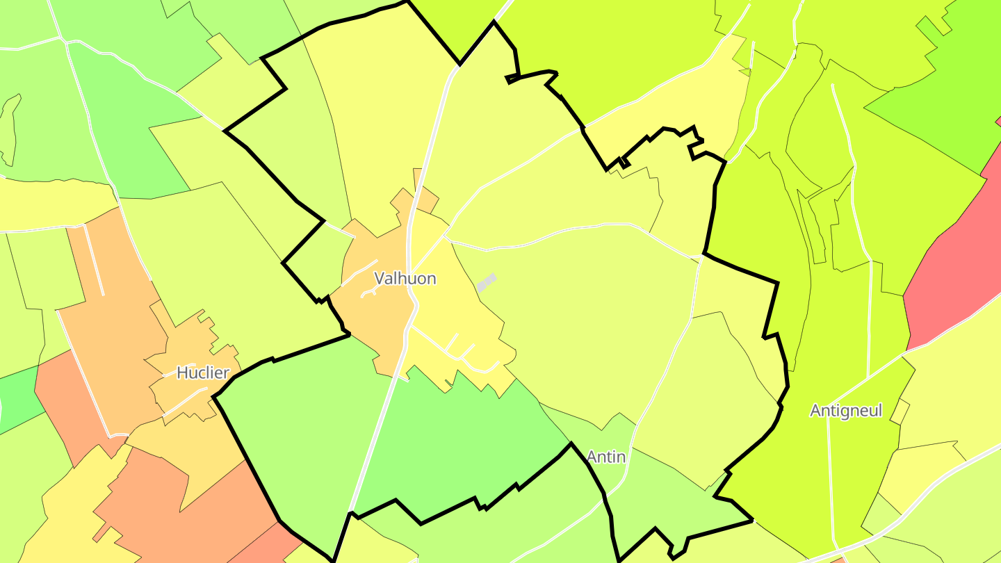 Carte des prix de l'immobilier Valhuon
