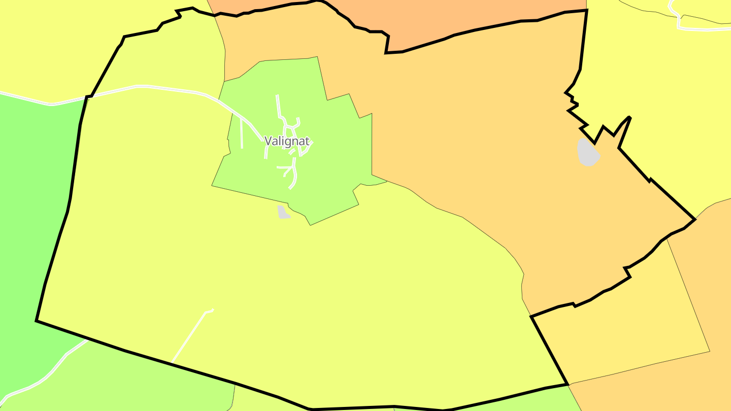 Carte des prix de l'immobilier Valignat