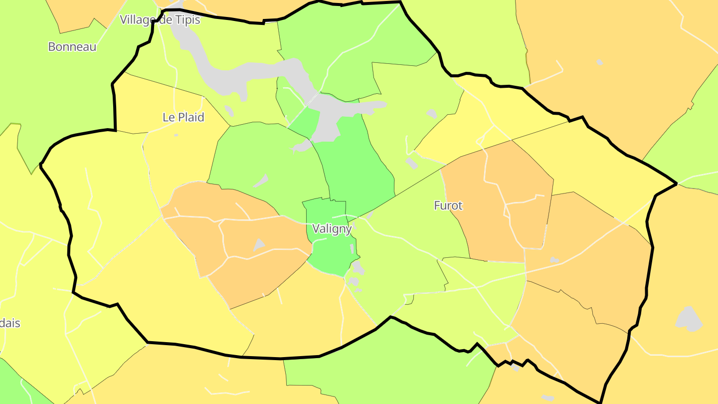 Carte des prix de l'immobilier Valigny