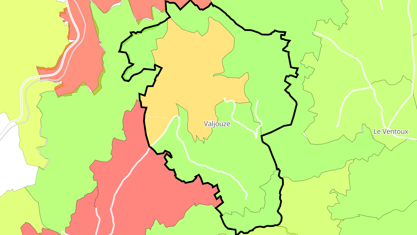 Carte des prix de l'immobilier Valjouze