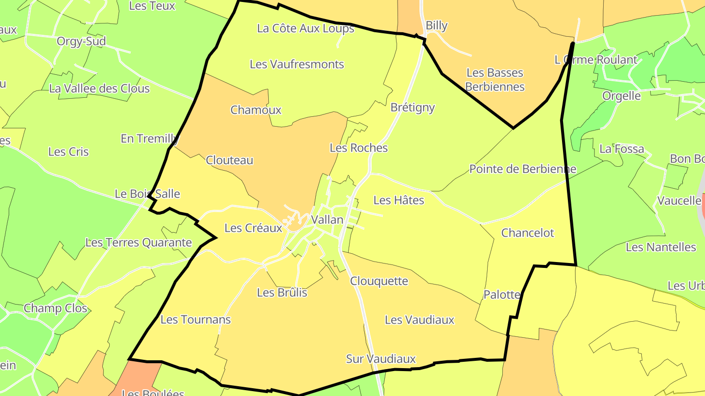 Carte des prix de l'immobilier Vallan