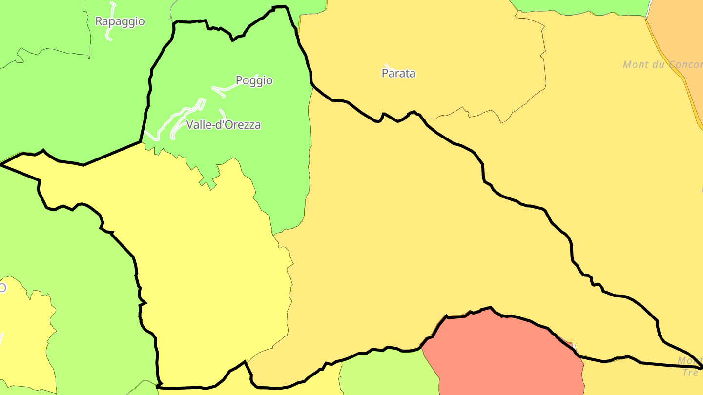 Carte des prix de l'immobilier Valle-d'Orezza