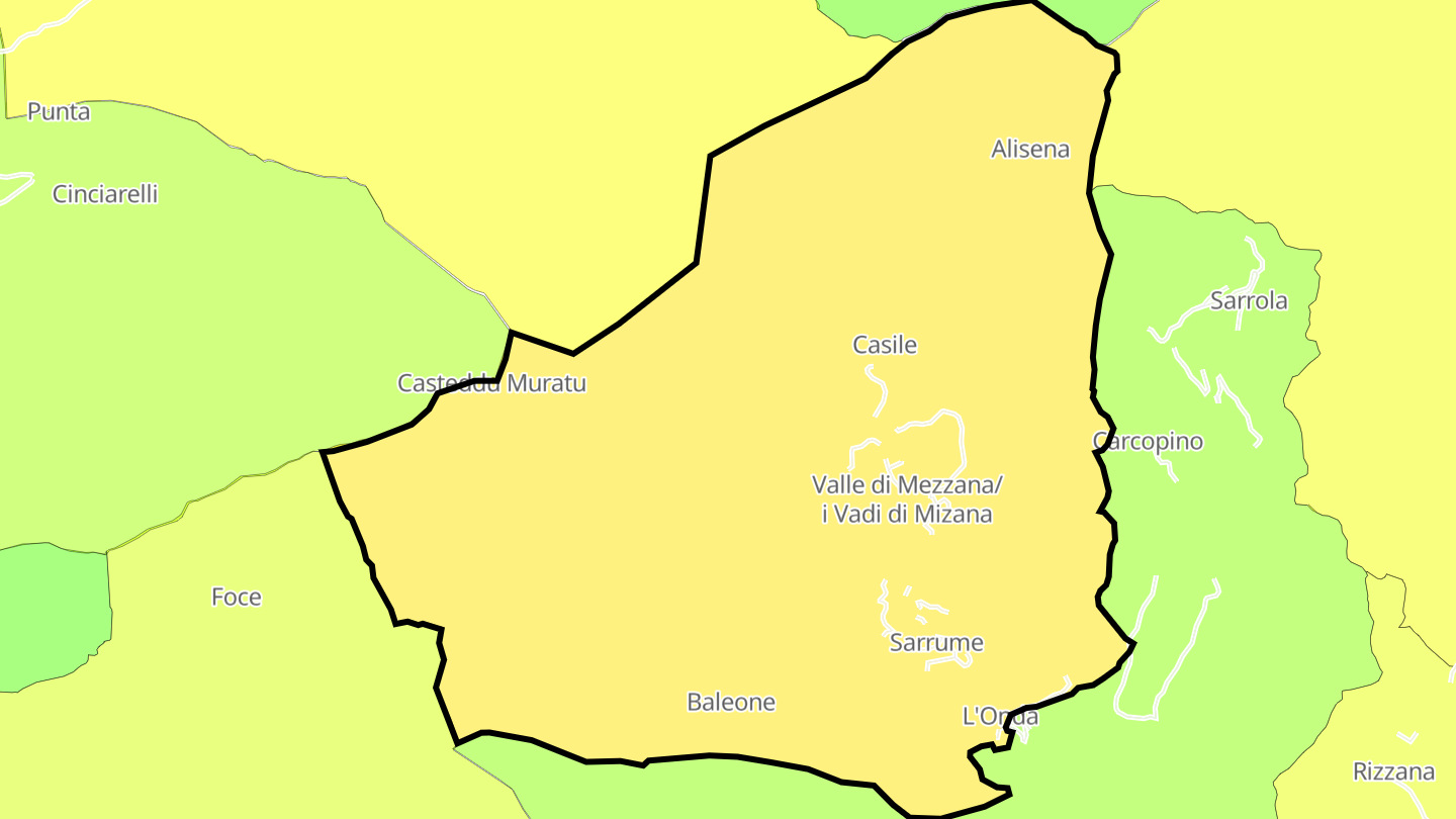 Carte des prix de l'immobilier Valle-di-Mezzana