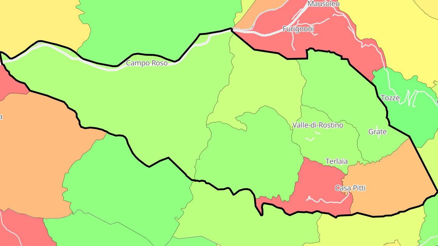 Carte des prix de l'immobilier Valle-di-Rostino