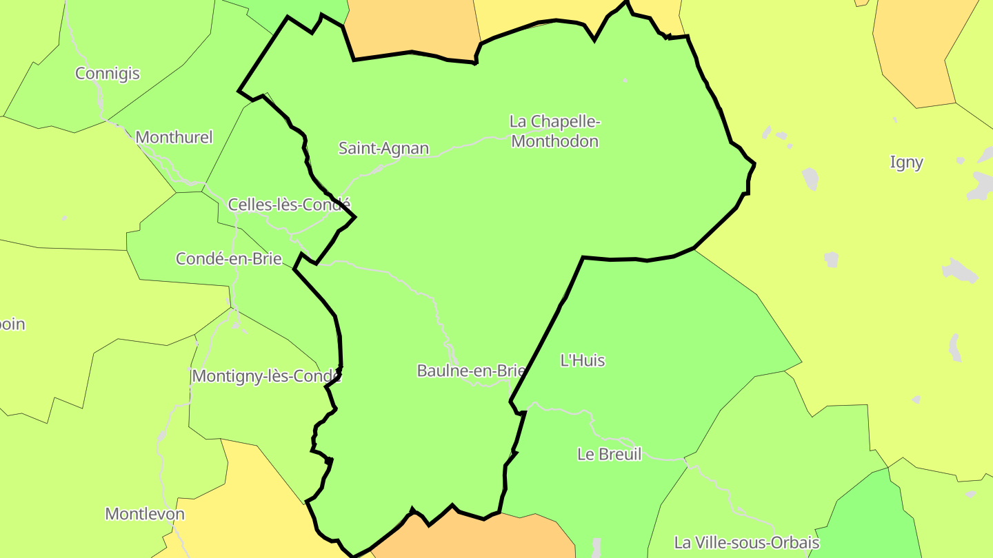Carte des prix de l'immobilier Vallées en Champagne