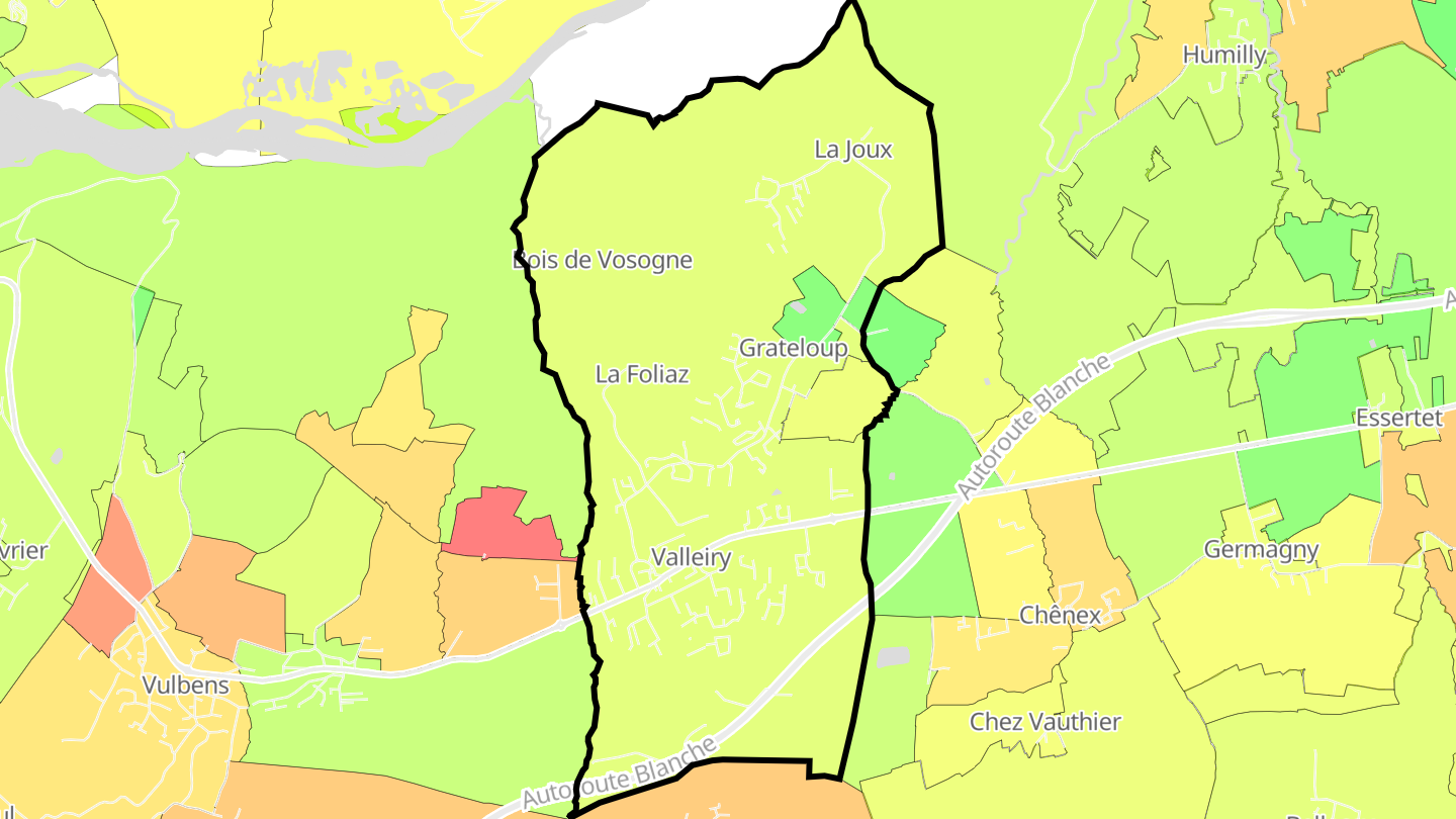 Carte des prix de l'immobilier Valleiry