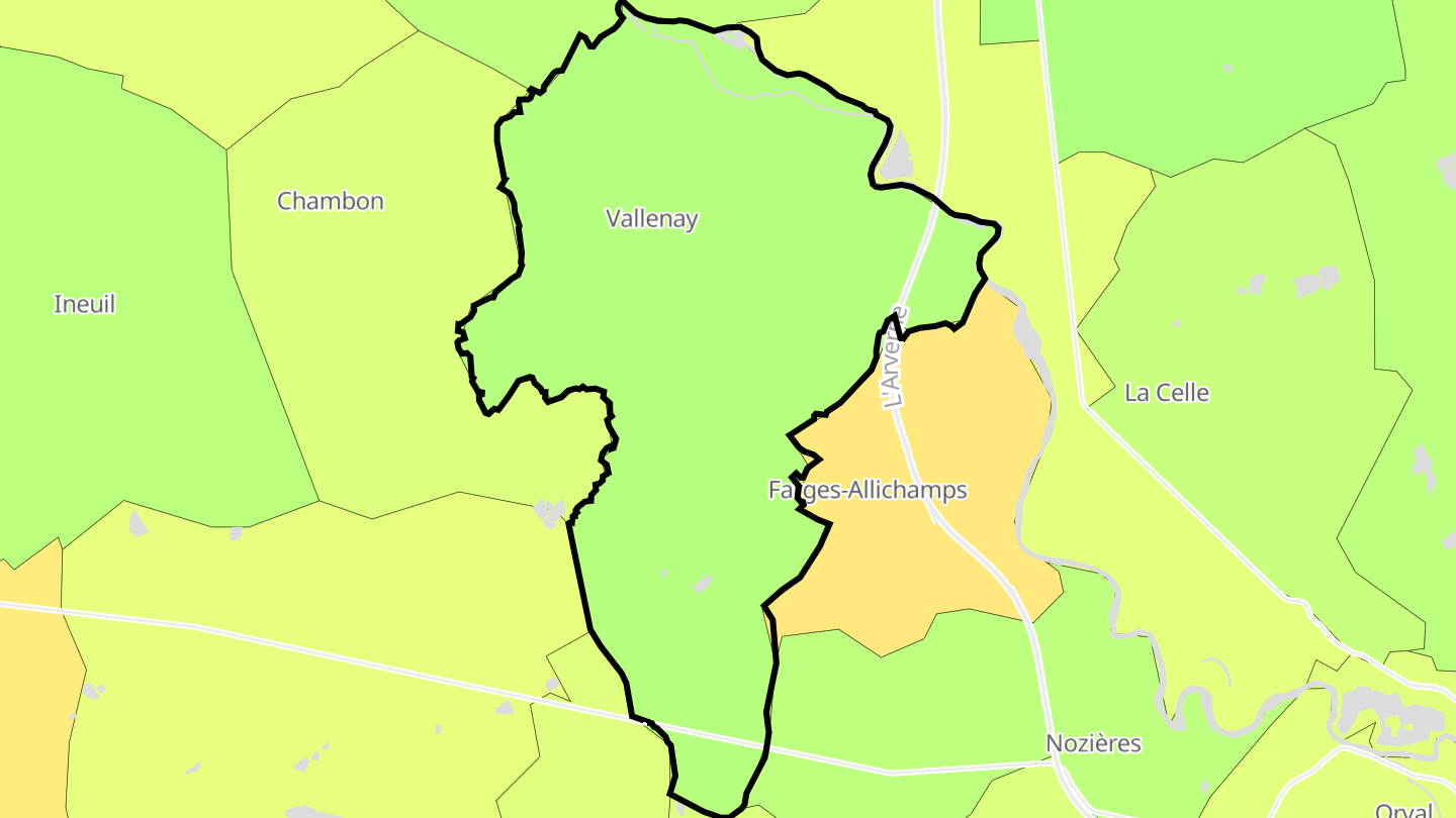 Carte des prix de l'immobilier Vallenay