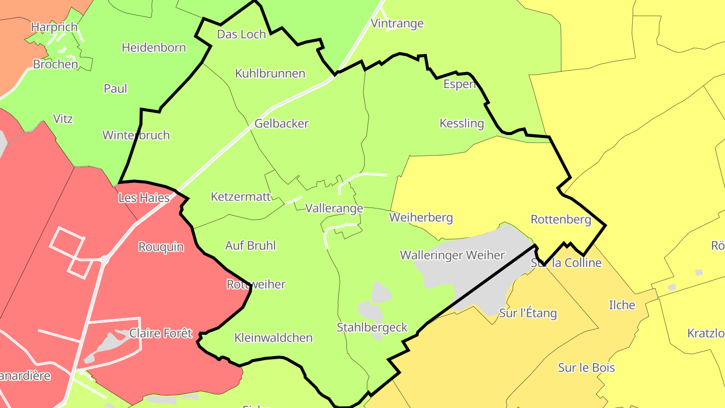 Carte des prix de l'immobilier Vallerange