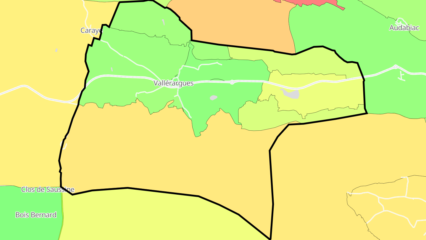 Carte des prix de l'immobilier Vallérargues