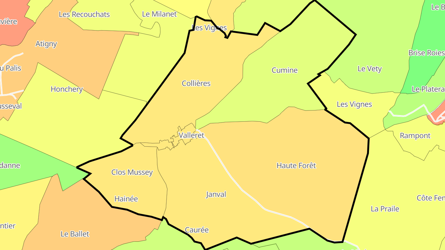 Carte des prix de l'immobilier Valleret