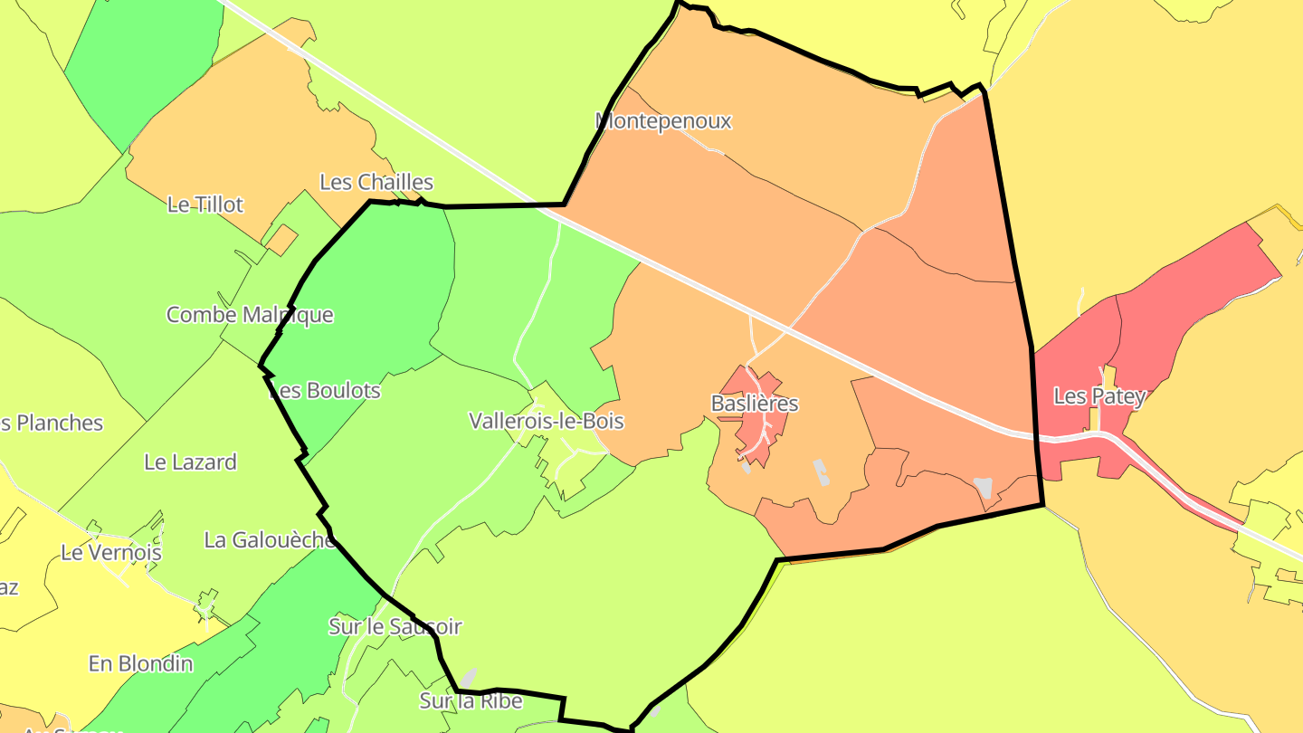 Carte des prix de l'immobilier Vallerois-le-Bois