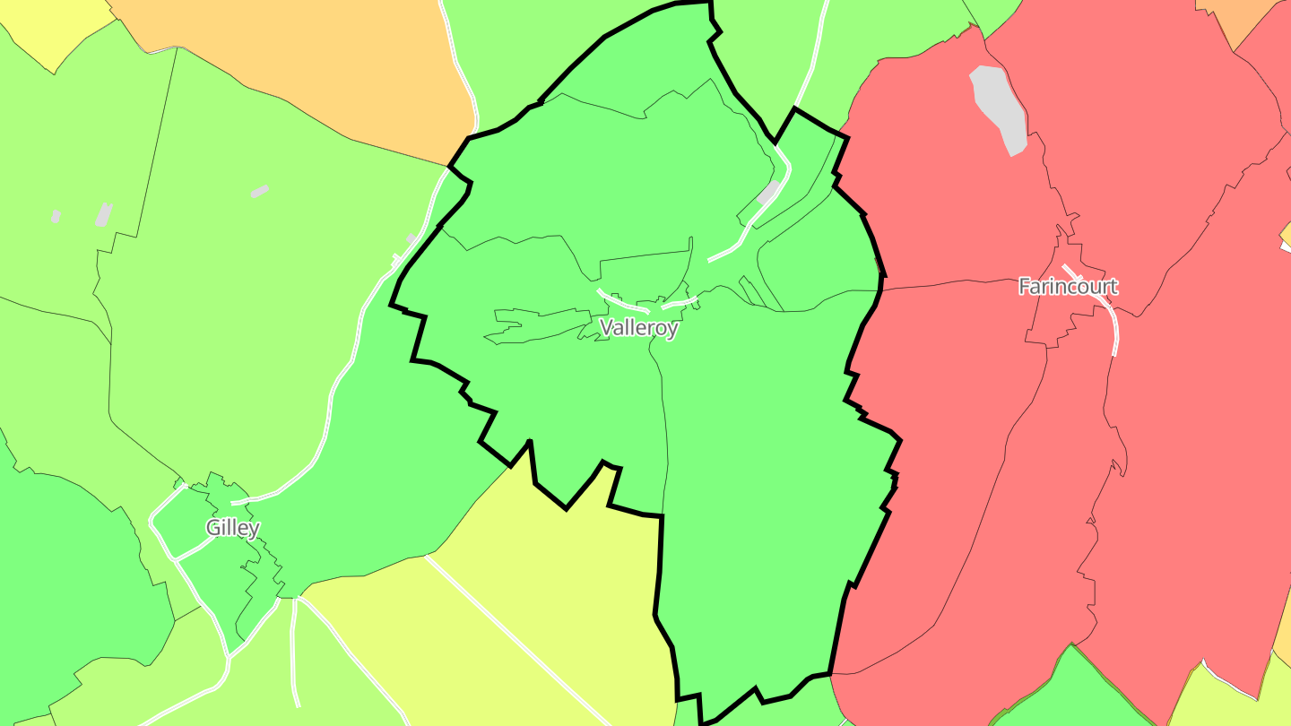 Carte des prix de l'immobilier Valleroy
