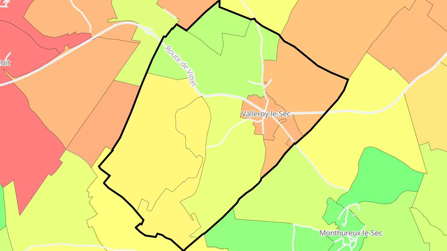 Carte des prix de l'immobilier Valleroy-le-Sec