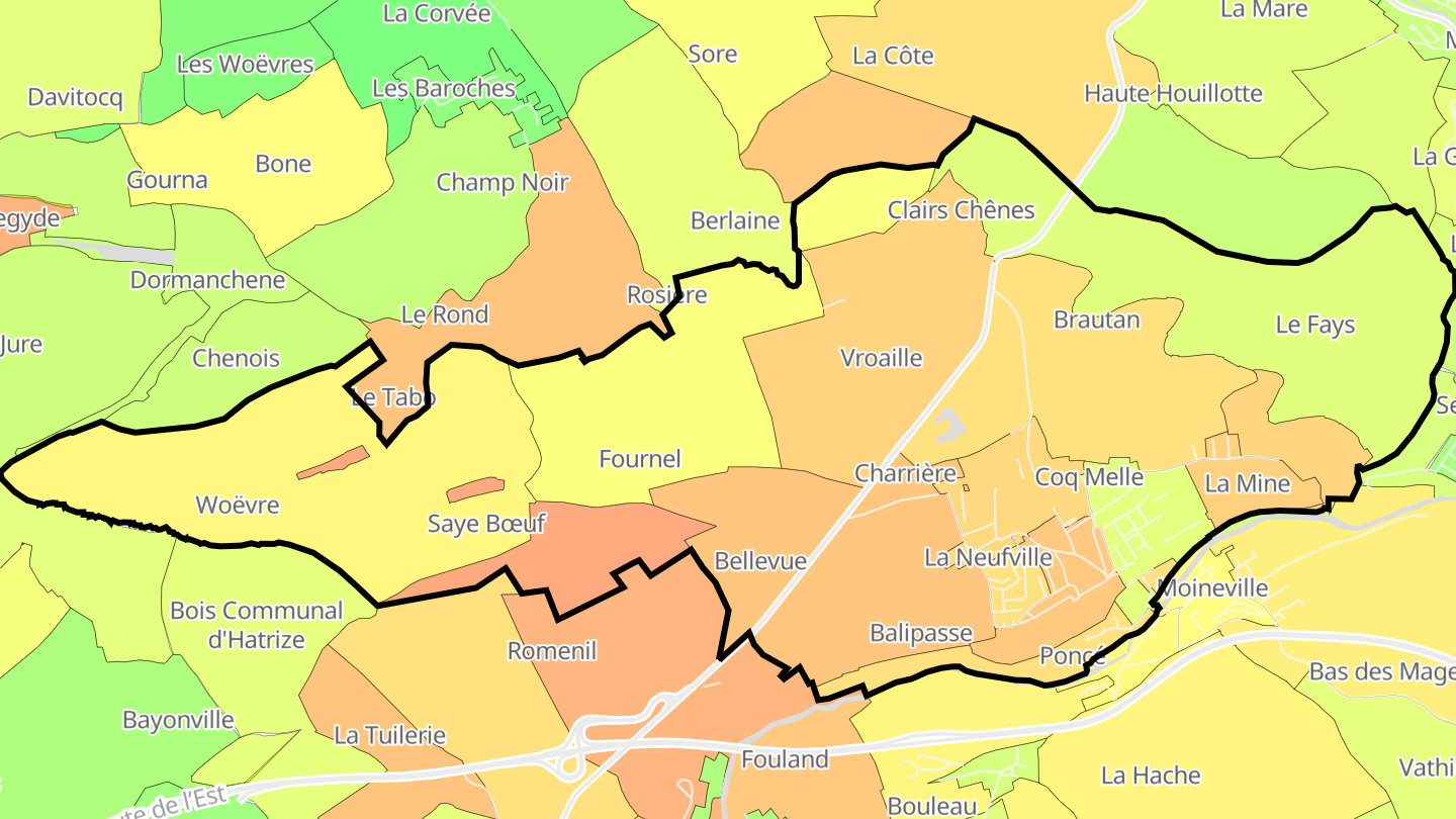 Carte des prix de l'immobilier Valleroy