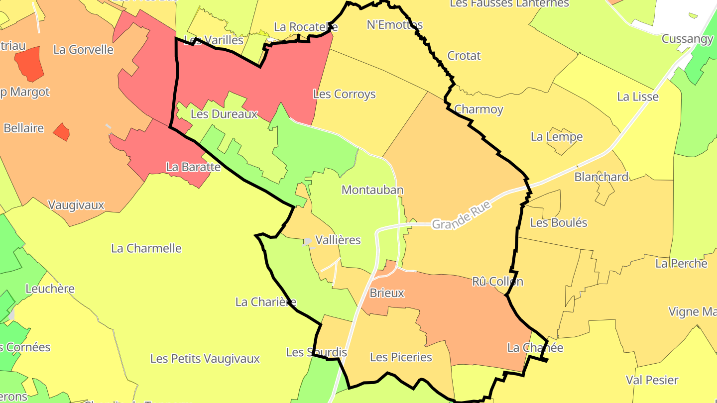 Carte des prix de l'immobilier Vallières