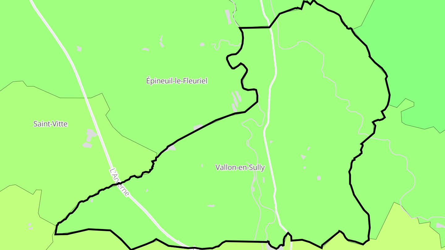 Carte des prix de l'immobilier Vallon-en-Sully