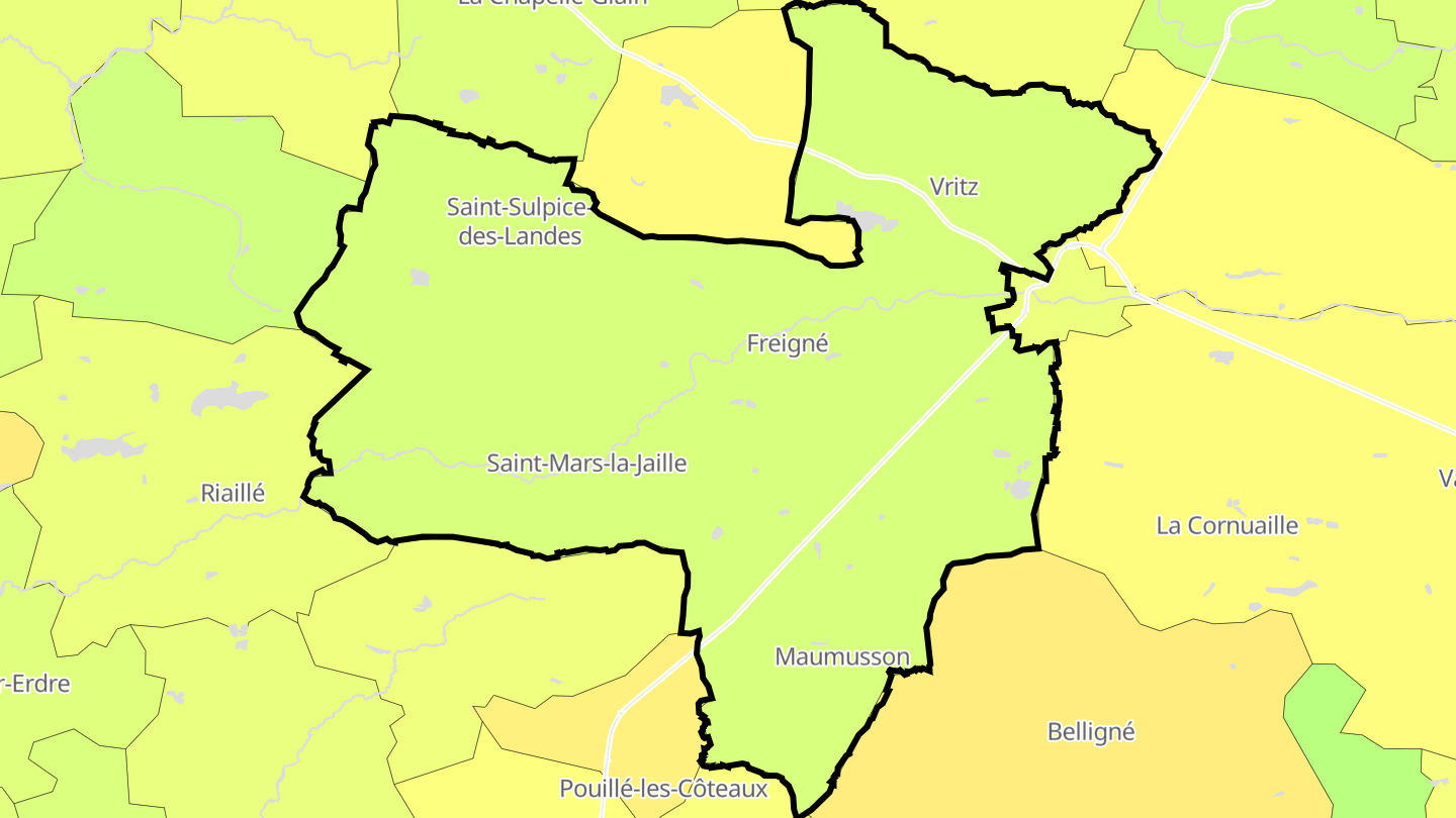 Carte des prix de l'immobilier Vallons-de-l'Erdre