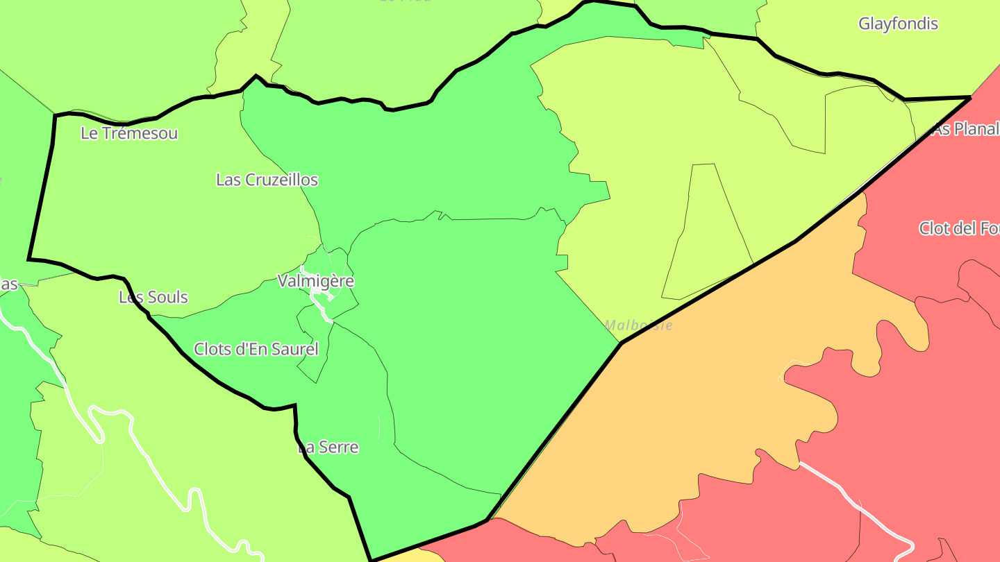 Carte des prix de l'immobilier Valmigère