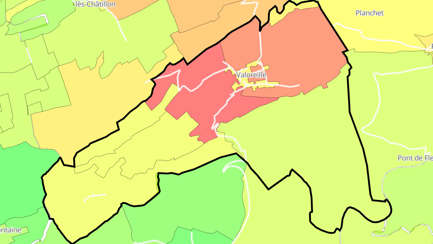 Carte des prix de l'immobilier Valoreille