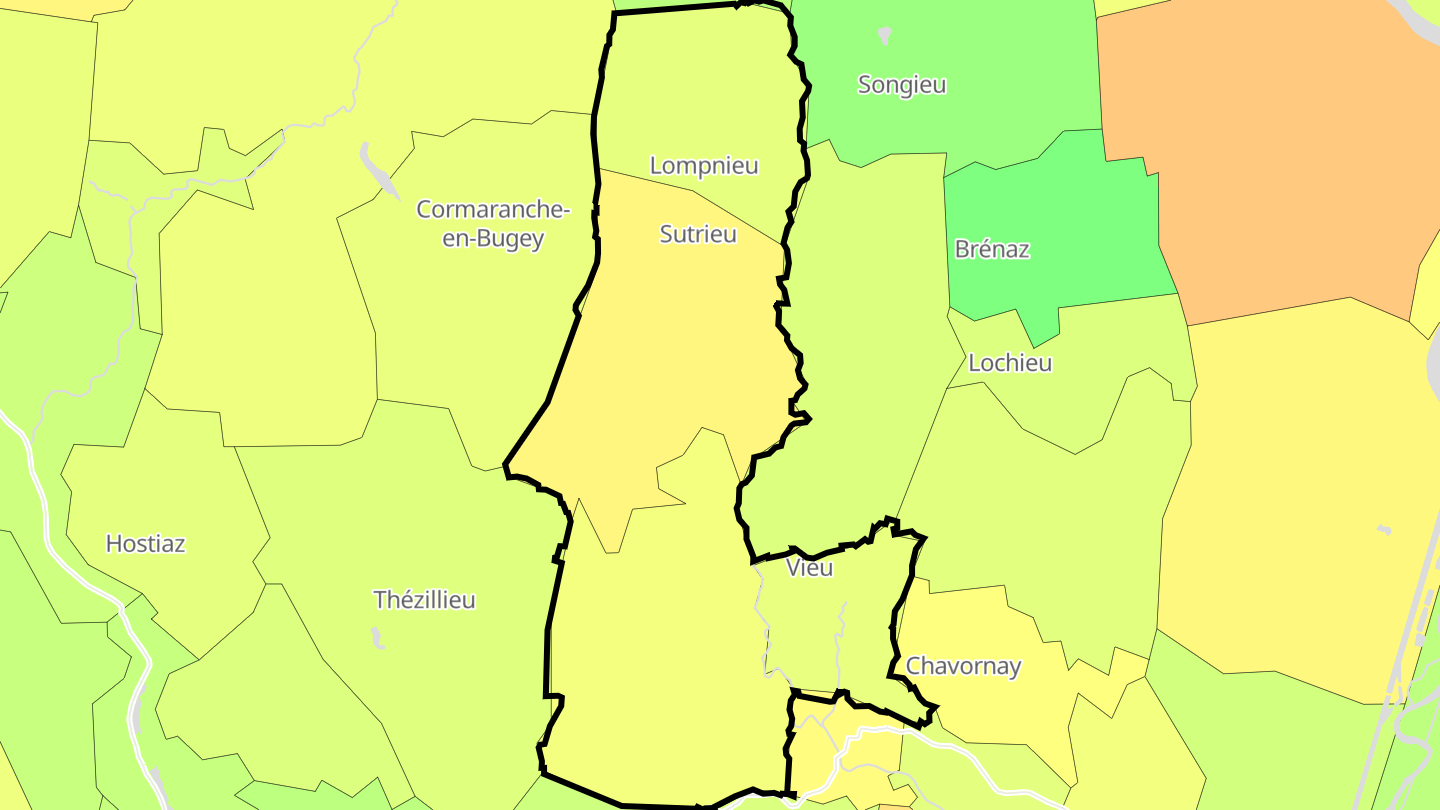 Carte des prix de l'immobilier Valromey-sur-Séran