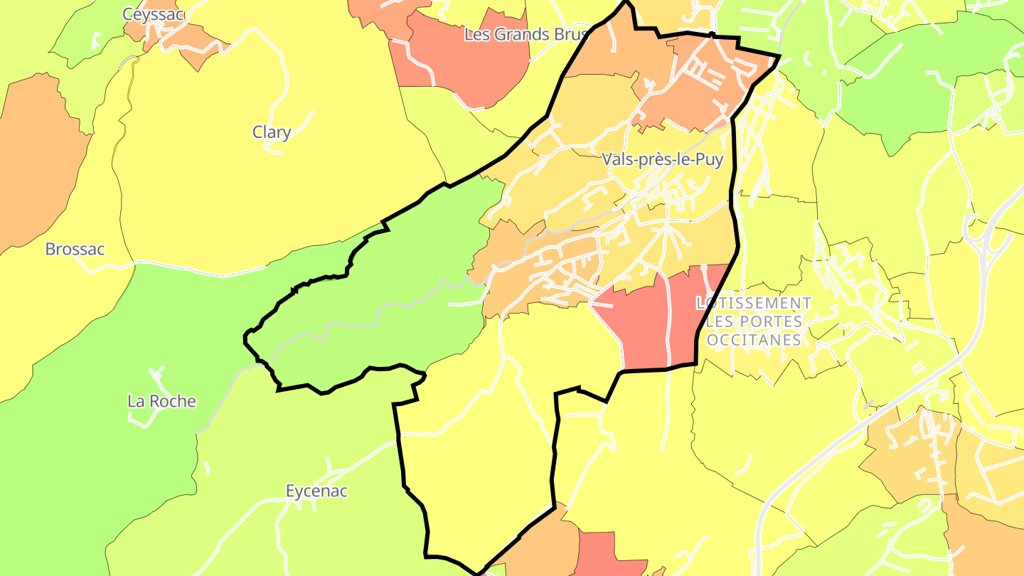 Carte des prix de l'immobilier Vals-près-le-Puy