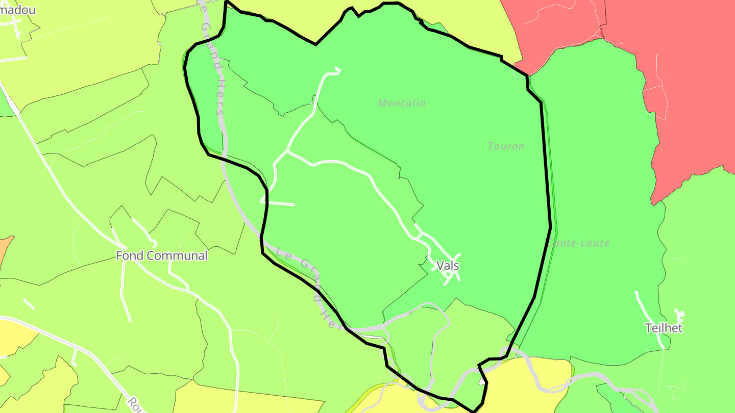 Carte des prix de l'immobilier Vals