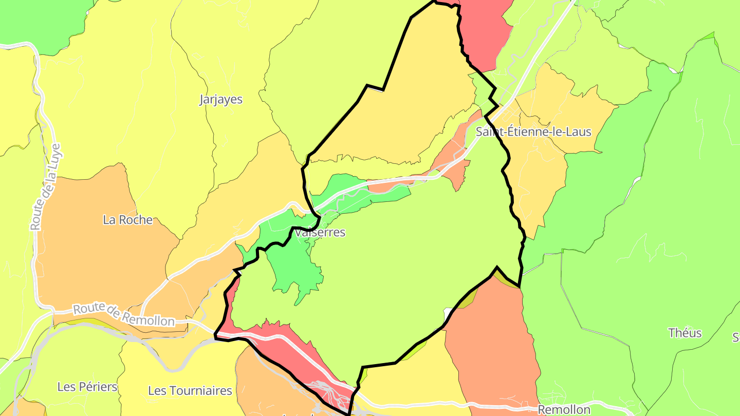 Carte des prix de l'immobilier Valserres