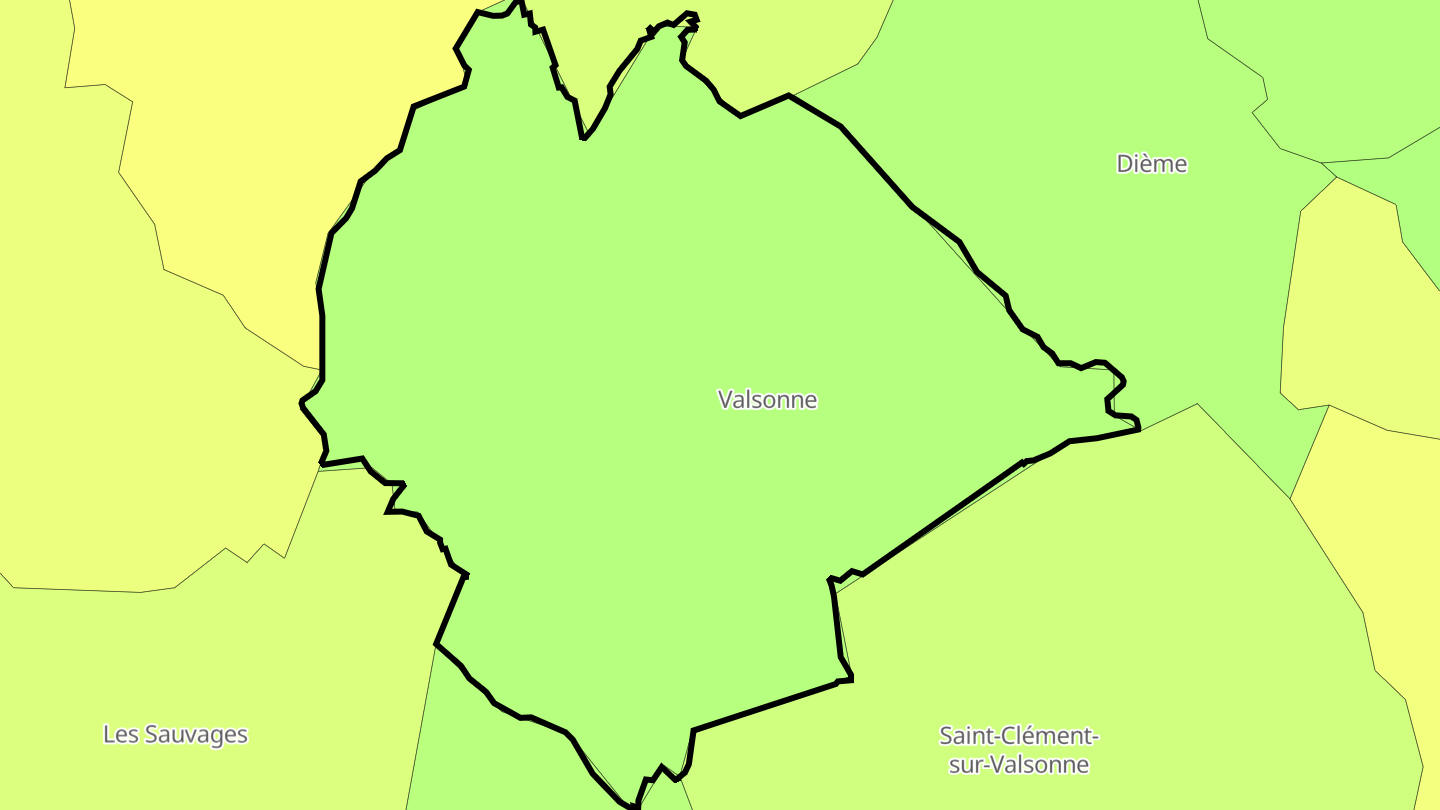 Carte des prix de l'immobilier Valsonne