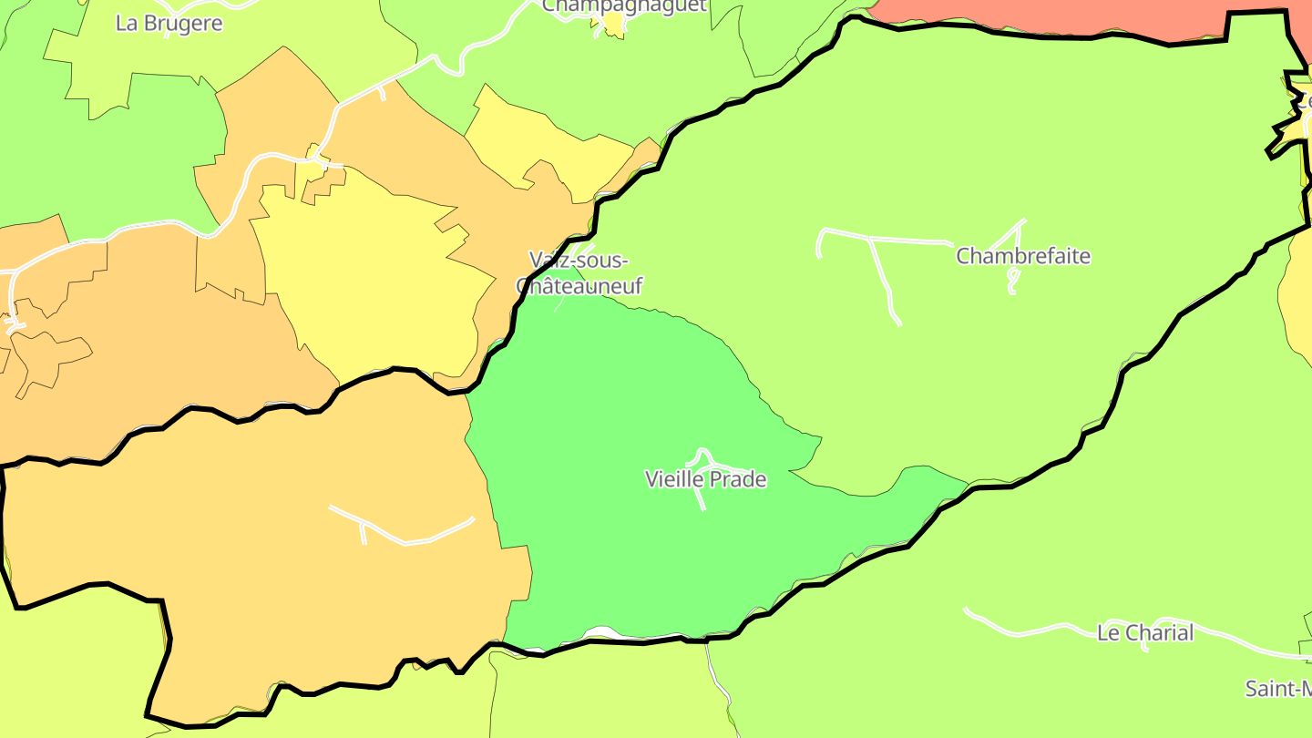 Carte des prix de l'immobilier Valz-sous-Châteauneuf