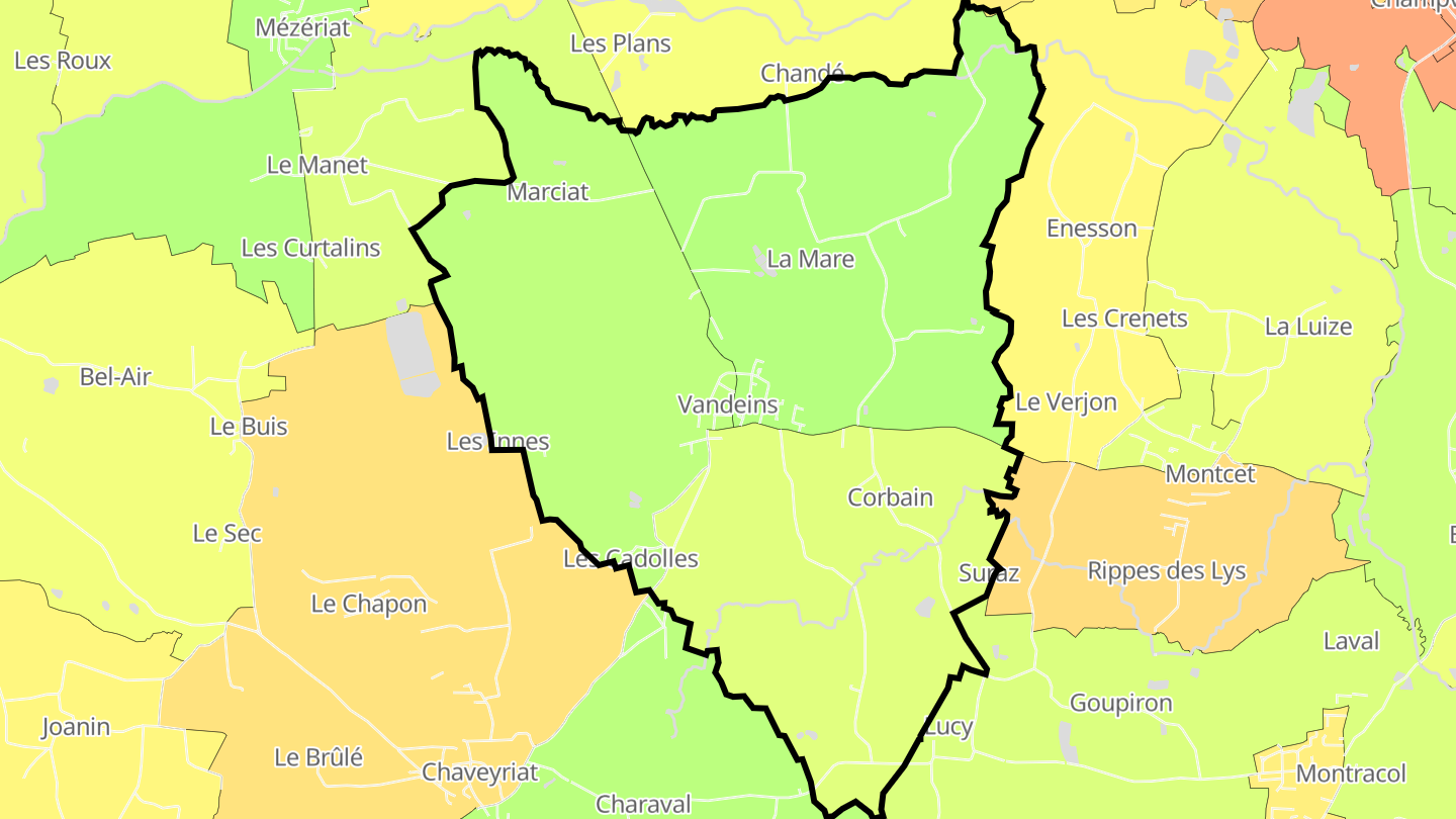 Carte des prix de l'immobilier Vandeins
