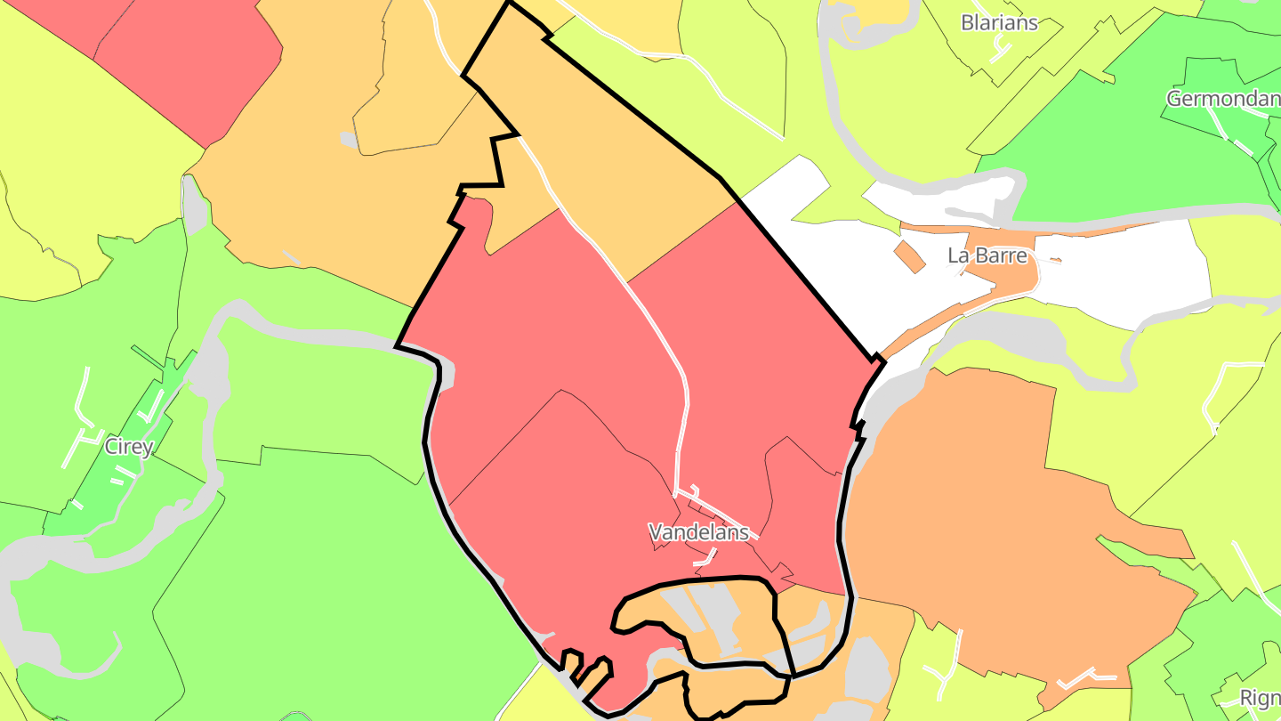 Carte des prix de l'immobilier Vandelans