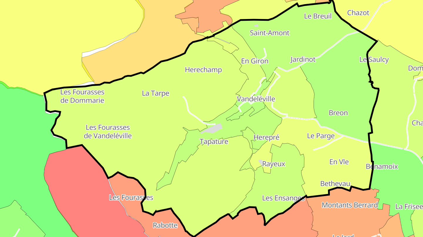 Carte des prix de l'immobilier Vandeléville