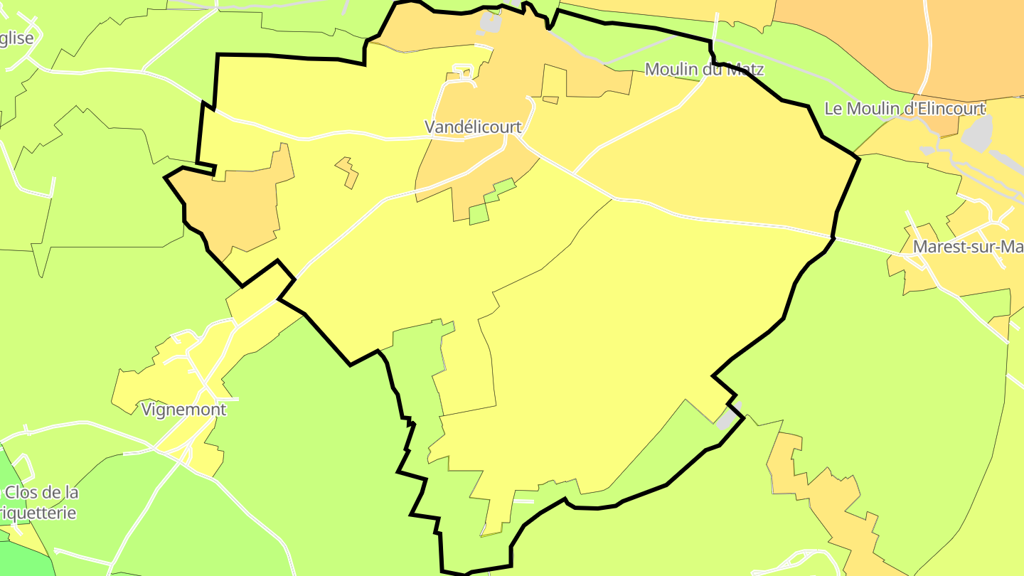 Carte des prix de l'immobilier Vandélicourt