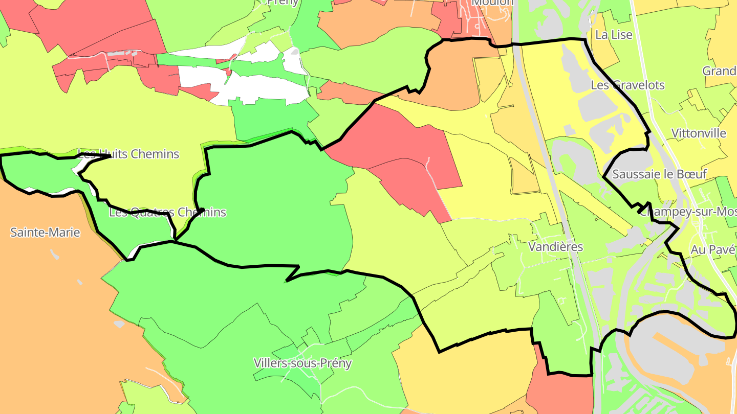 Carte des prix de l'immobilier Vandières
