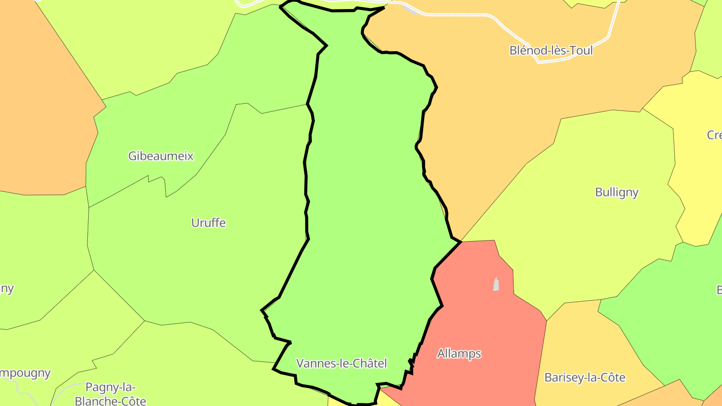 Carte des prix de l'immobilier Vannes-le-Châtel