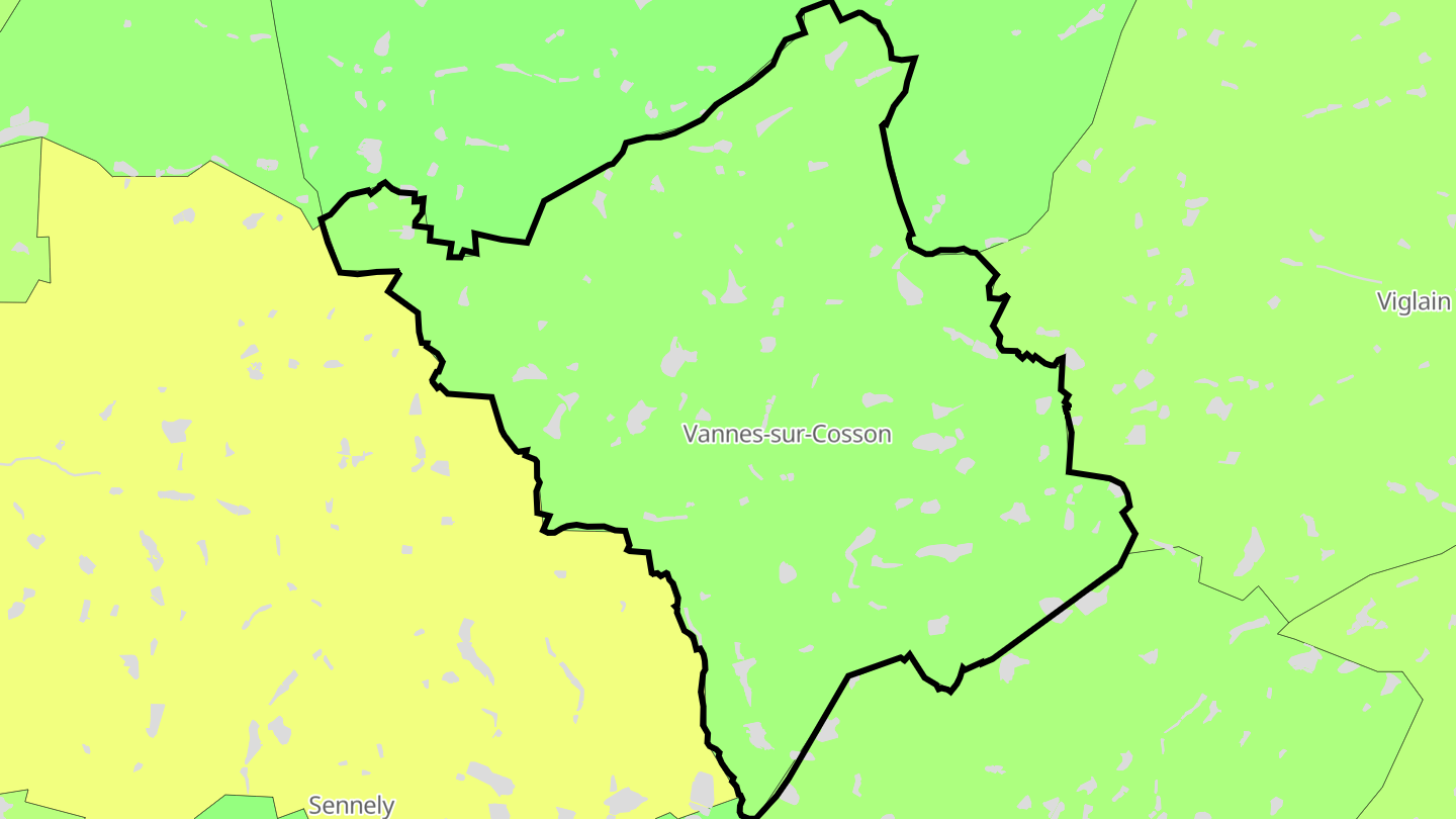 Carte des prix de l'immobilier Vannes-sur-Cosson