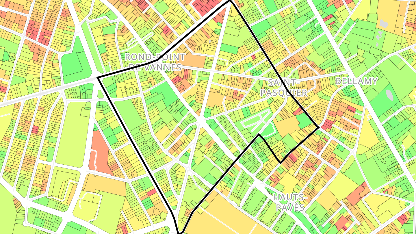 Carte des prix de l'immobilier Vannes - Saint-Pasquier