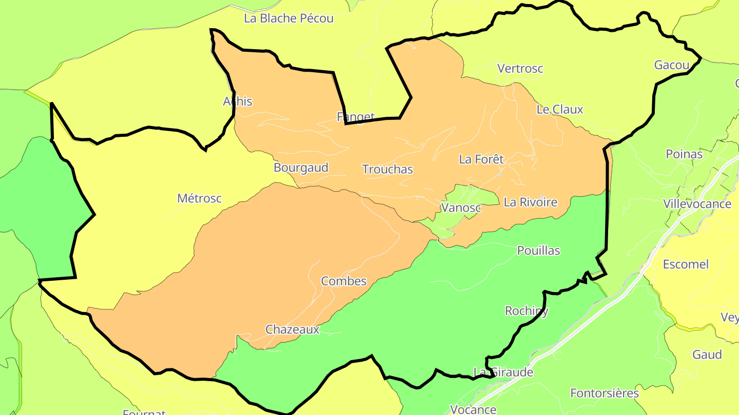 Carte des prix de l'immobilier Vanosc