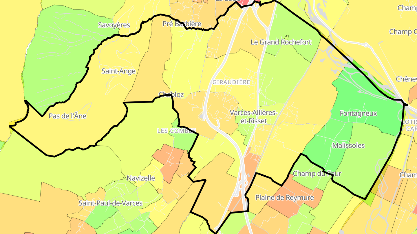 Carte des prix de l'immobilier Varces-Allières-et-Risset